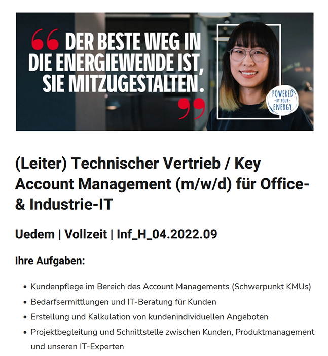 Omexom - (Leiter) Technischer Vertrieb / Key Account Management (m/w/d) für Office- & Industrie-IT